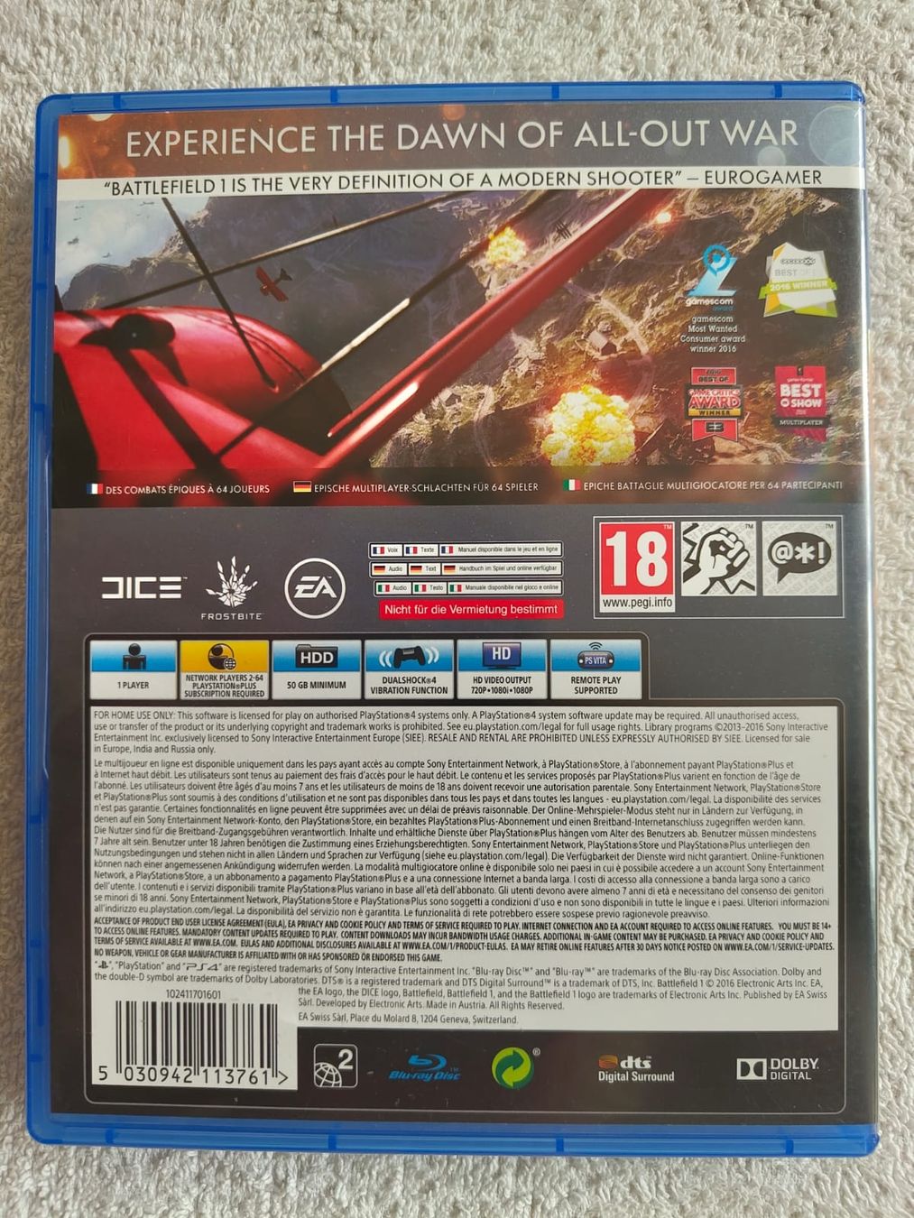 Sony Giochi: Jeu PS4 - Battelfield 1 – Usato da Lausanne venduto da GeoTrouvetou1952 1