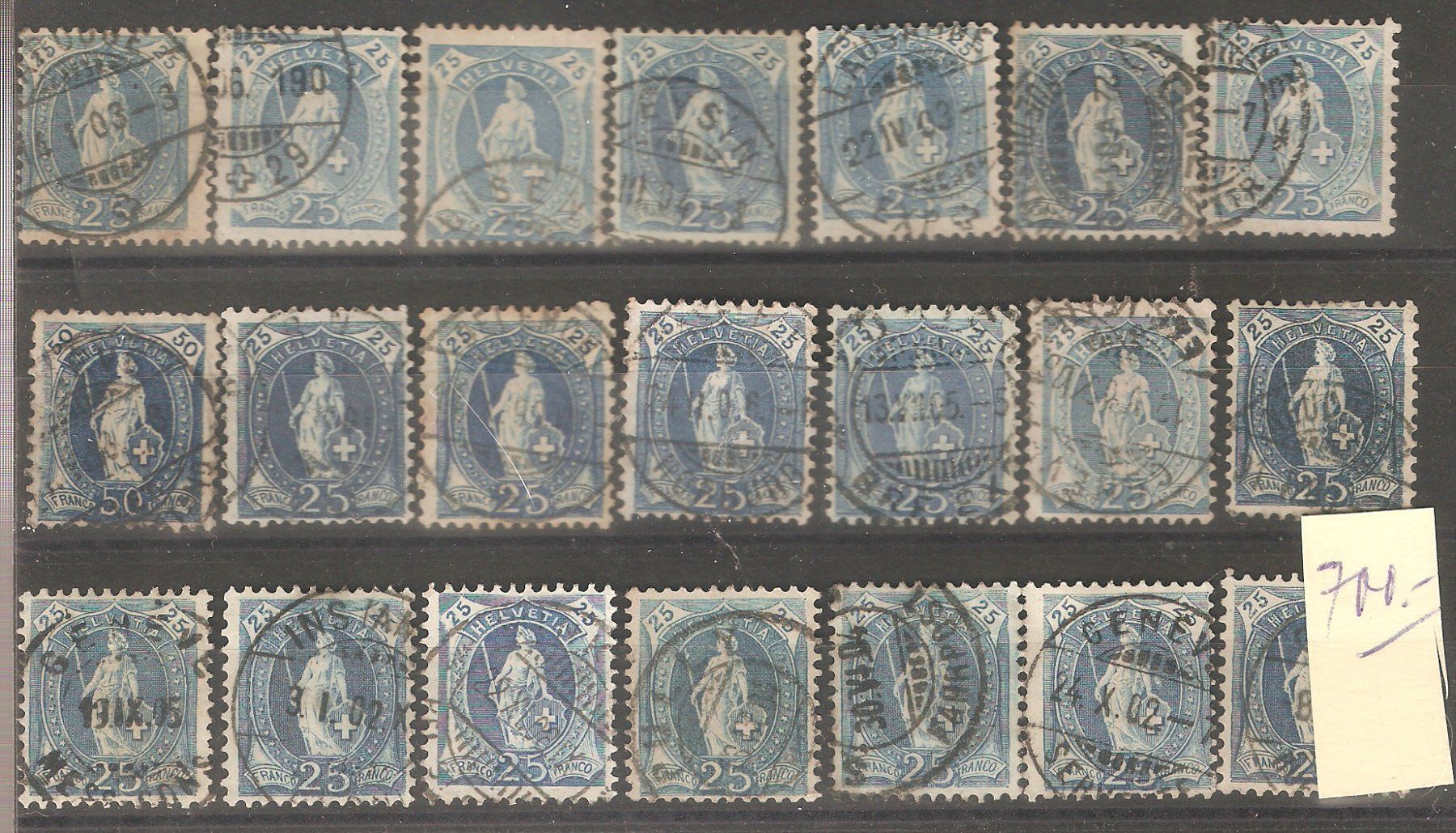 Alle Briefmarken: Stehende Helvetia 25 Rp. 21x feinst gest. – Gebraucht aus Lausanne von Whorvath