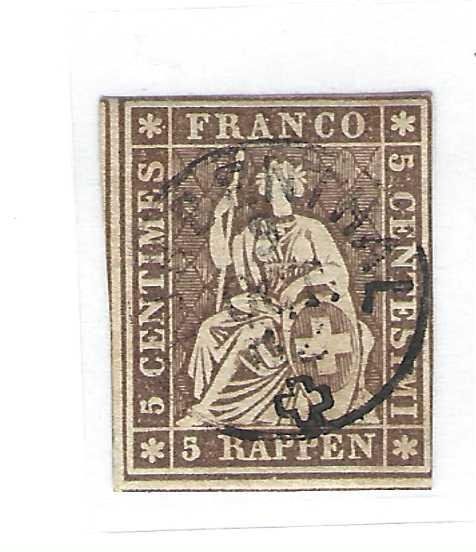 Alle Briefmarken: Strubel 22G, gestempelt Turbenthal – Gebraucht aus Wildhaus von Brunphil