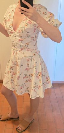 H&M Leinen Kleid Gr. S, Sommerkleid mit Blumenmuster