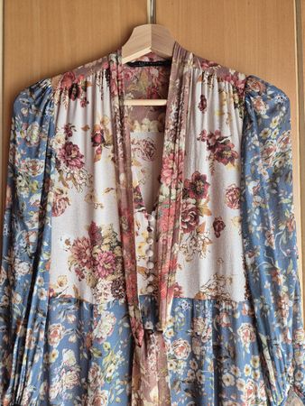 ZARA WOMAN Maxikleid mit floralem Patchwork-Muster