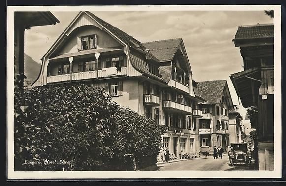 Cartoline postali: AK Lungern, Strasse am Hotel Löwen – Usato da Berlin venduto da bartko-reher
