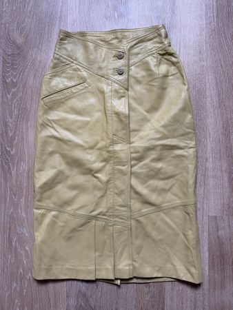 Jupe midi cuir souple jaune Papermoon, t.38/M