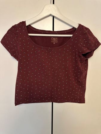 Weinrotes Clockhouse Shirt mit Herzen (M)