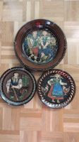 3 Keramikteller mit Volkskunstmotiven