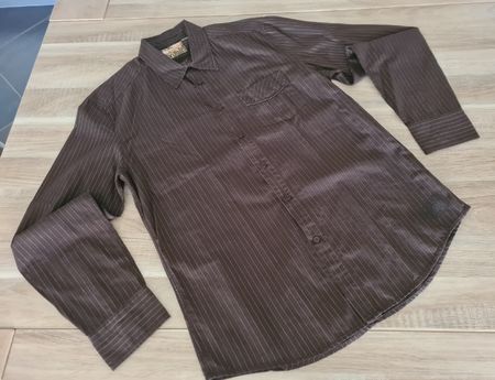 Chemise homme(L)marque "Jules" 100% COTON (brun/raies beige)