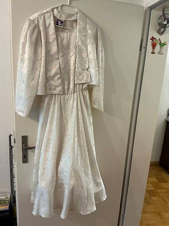 Nostalgie Weisses Kleid mit Bolerjäckchen Grösse 40