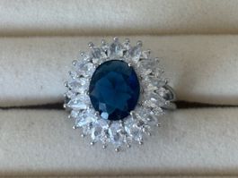 Luxus Elegante Gr.19/9 Ring Farbe: Silber /blau