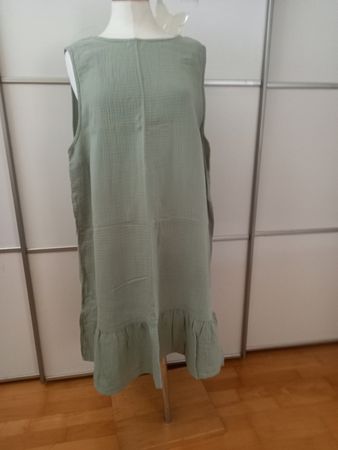 Sommerliches Musselin Kleid, Olivgrün, Grösse L