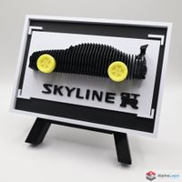 Layered Skyline R34 3D Printed Sculpture Yellow Wheels