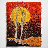 Tapisserie murale en laine tissée à la main années 1970