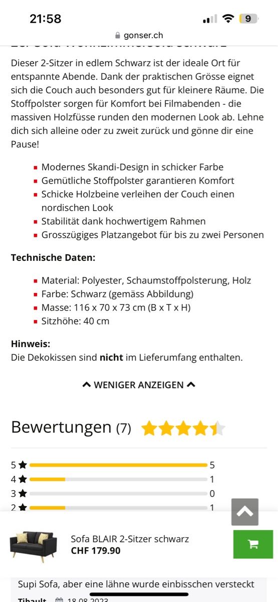Sofas: Sofa 2er – Gebraucht aus Frick von DionysHildebrand 2