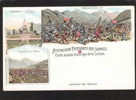 Hist. Postkarte der Schweiz , Schlacht bei Näfels GL