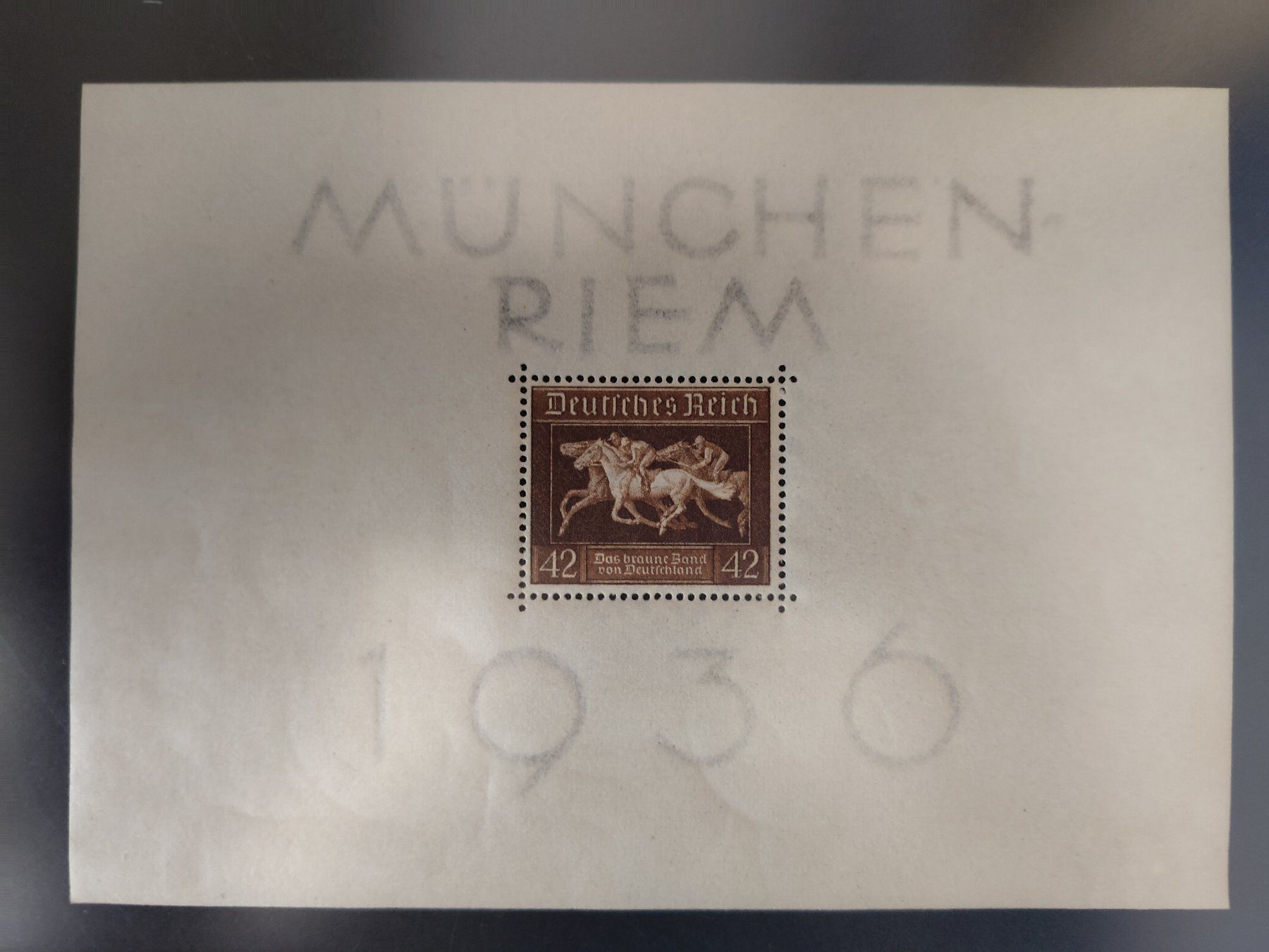 Alle Briefmarken: Block Deutsches Reich 1936 München Riem – Neu (gemäss Beschreibung) aus Sarnen von DokRak