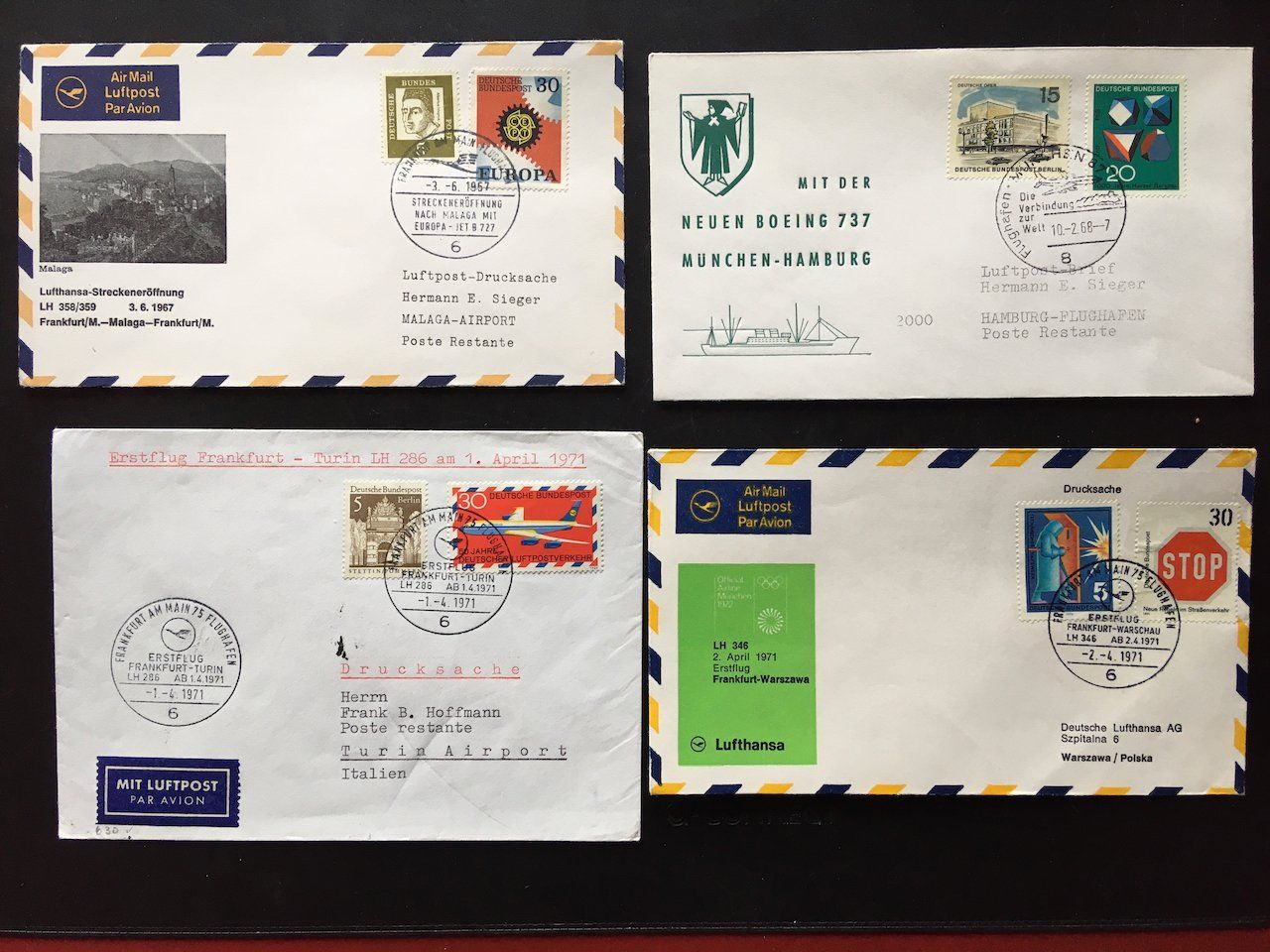 Tutti i francobolli: 9 Flugbriefe BRD 1967-83 – Usato da Nesslau venduto da andi_hon 1