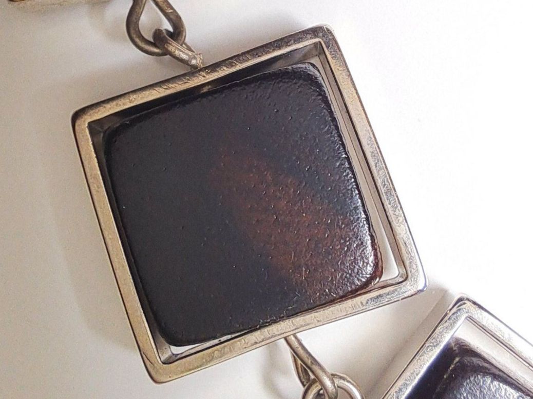 Ketten: Collier en bois d'ébène de Macassar avec éléments carrés – Neu (gemäss Beschreibung) aus Denens von Chanchantevend 1