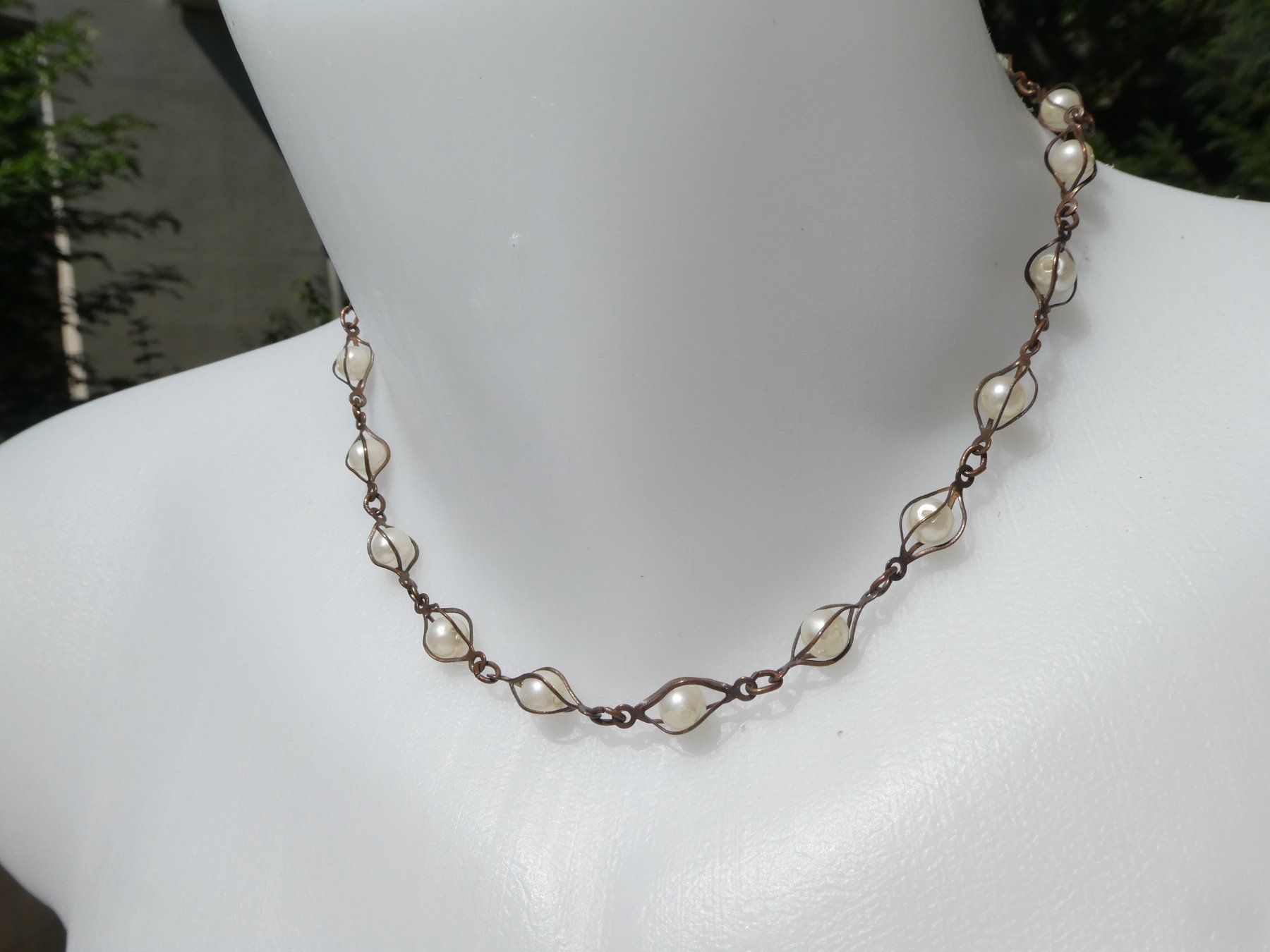 Catenine: Handgewickelte Vintage-Kette mit Perlenoptik – Usato da Gattikon venduto da kaandooh 1