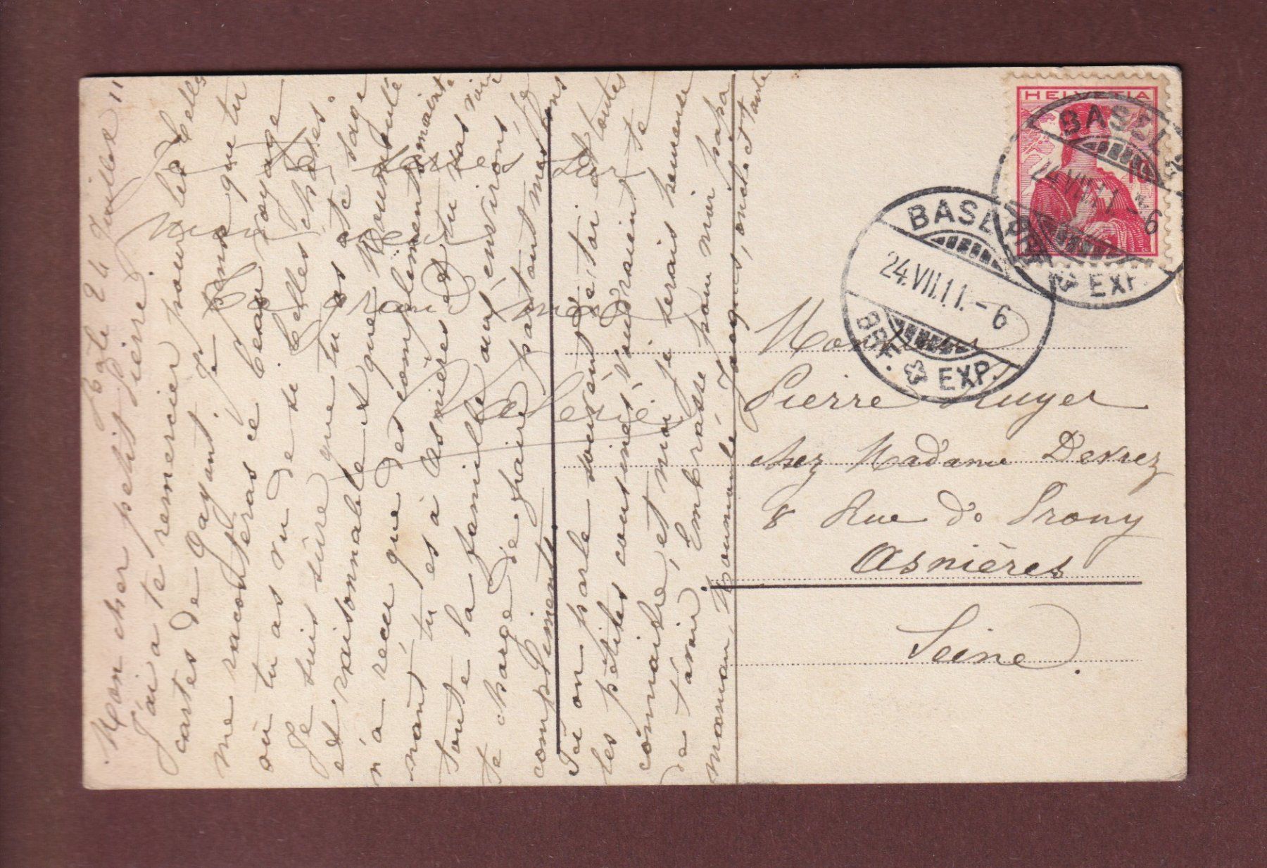 Cartoline postali: BASEL - Rheinufer - 1911 – Usato da Pully venduto da nicecards-shop 1