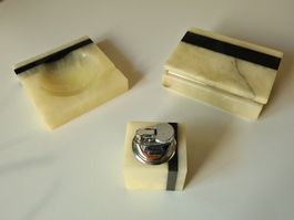 Vintage Raucherset 3-teilig, Alabaster / Marmor, Italy