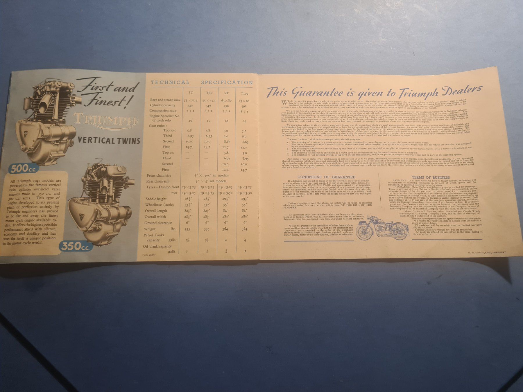 Triumph Dokumente: TRIUMPH  MOTORCYCLE  1947  BROCHURE  VINTAGE – Defekt aus Bellevue von BURGOLMANIA 5