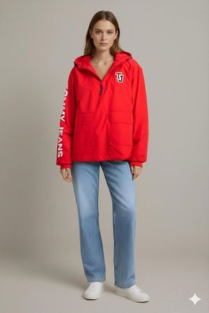 Tommy Jeans Rote Windbreaker Jacke - Größe M
