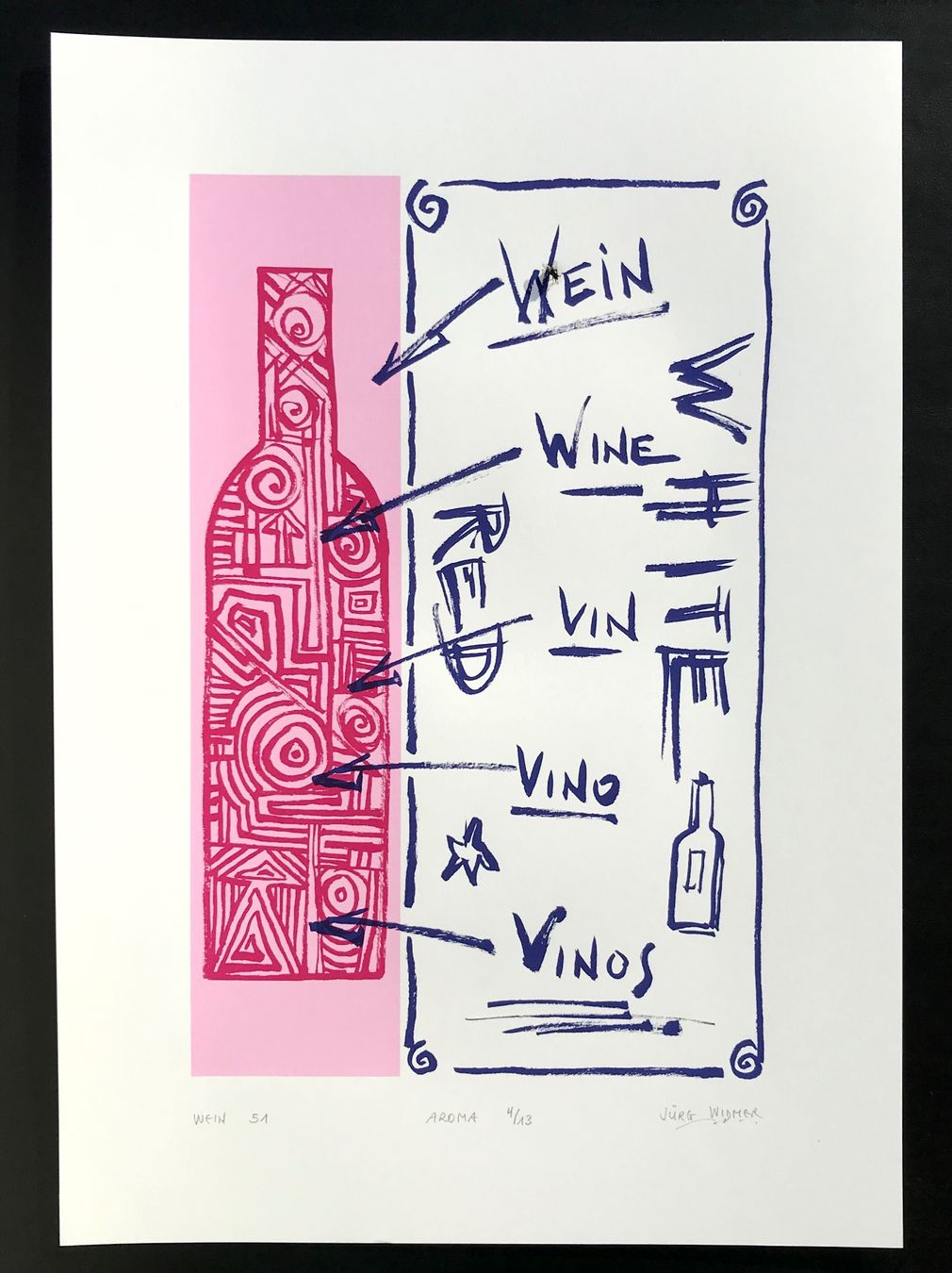 Grafica & Litografie: Artwine 51, Jürg Widmer, Siebdruck – Nuovo e nell'imballaggio originale da Seltisberg venduto da quadartswiss