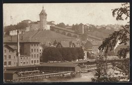 AK Schaffhausen, Badeanstalt mit Munot