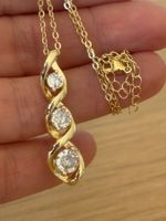 Luxus Elegante Zirkonia Kette Farbe : Gold /  weiss