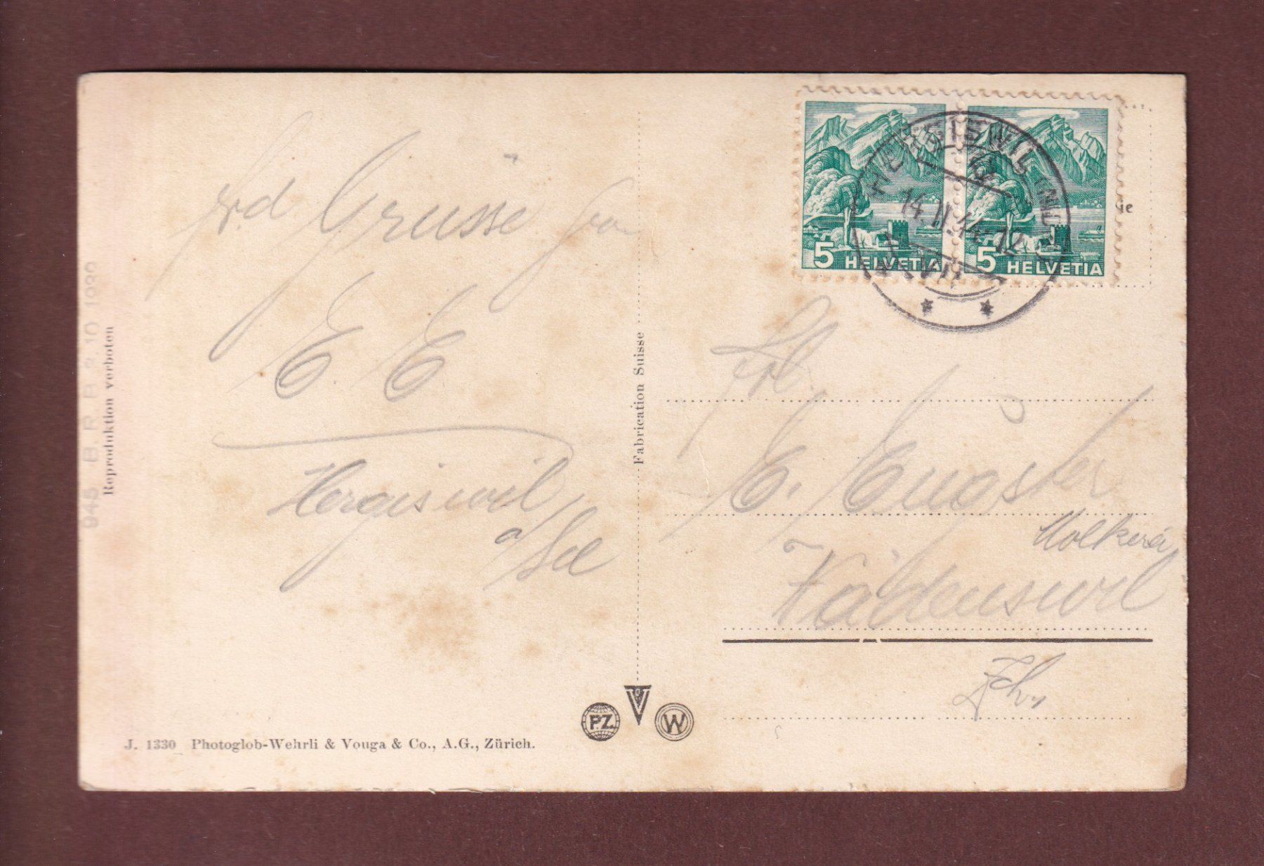 Cartoline postali: PILATUS - Nebelmeer - 1944 – Usato da Pully venduto da nicecards-shop 1