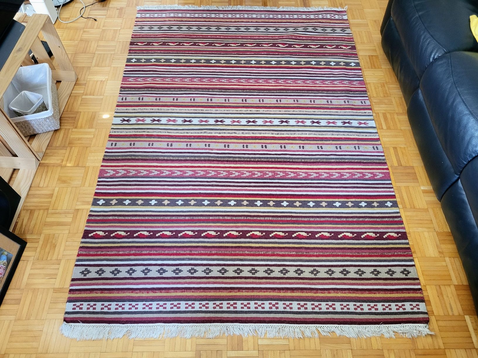 Tappeti: Tapis à rayures, tons rouges et ocres – Usato da Vevey venduto da Nirgal 5