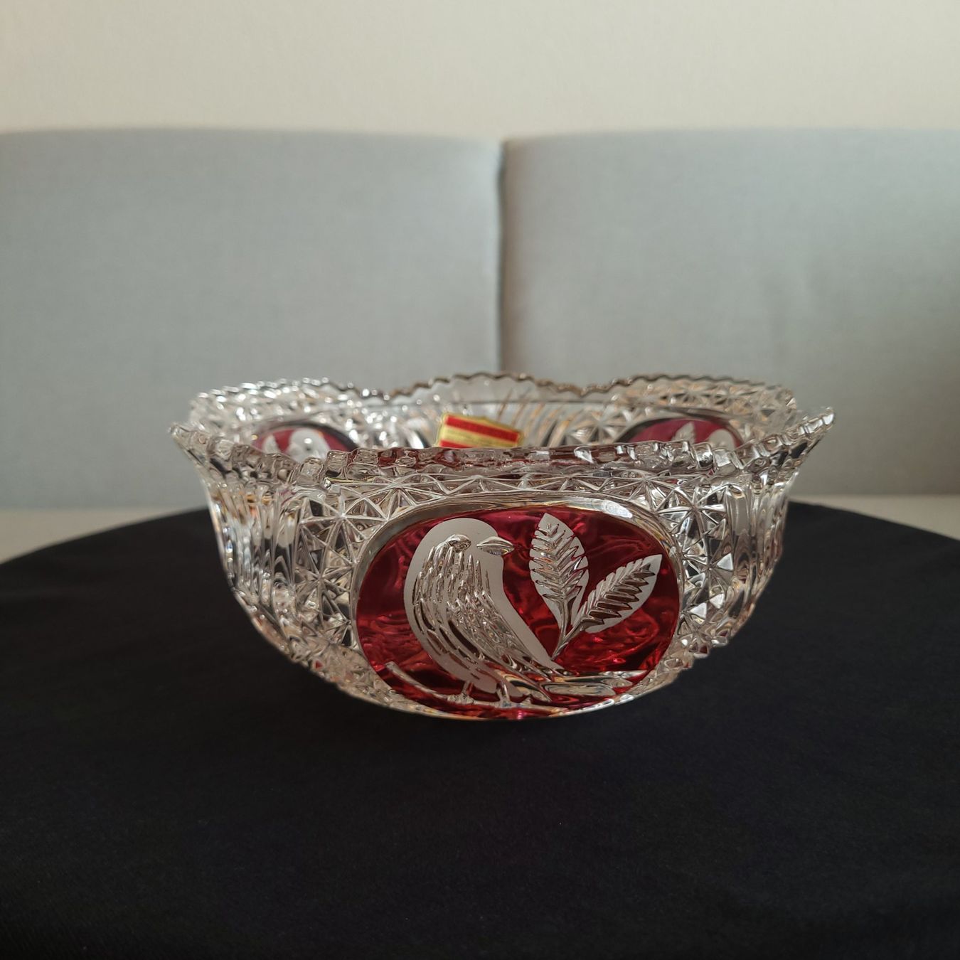 Schalen: 70er J.Deutschland/Hofbauer/Kristallschale Ruby Red Byrdes – Gebraucht aus Savièse von qm2710