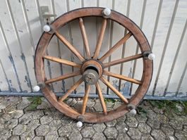 Wagenrad Deckenlampe Holz rustikal 6-flammig