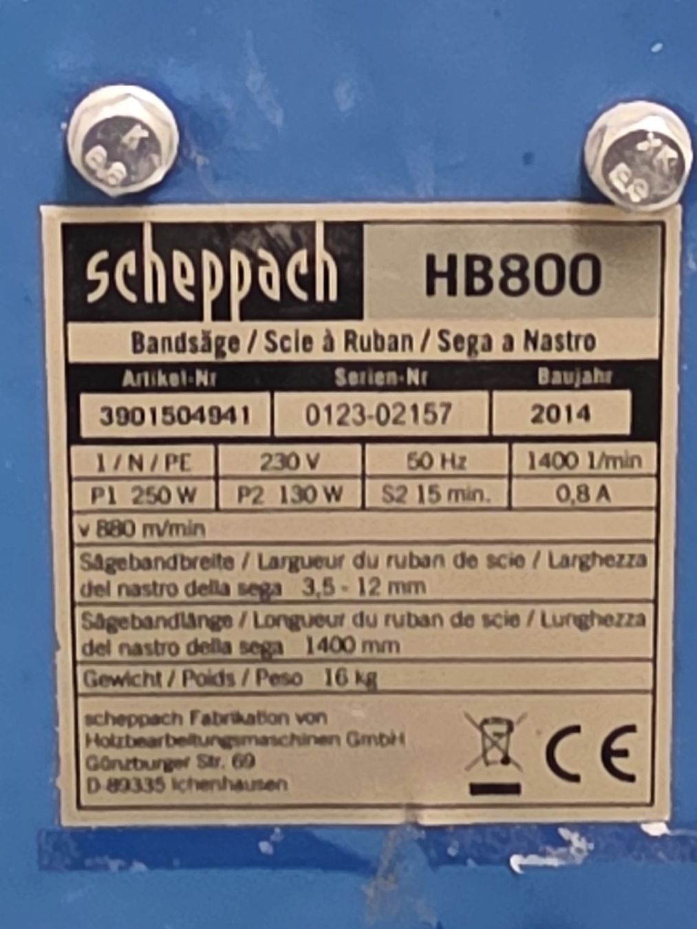 Scheppach Sägen: Bandsäge Scheppach HB800 Special Edition gebraucht – Defekt aus Alberswil von mario889 3