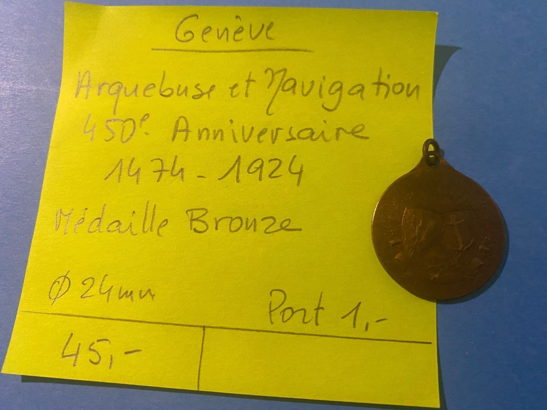 Medaillen: ARQUEBUSE+ NAVIGATION  450è Anniversaire – Gebraucht aus genève von GEnumist