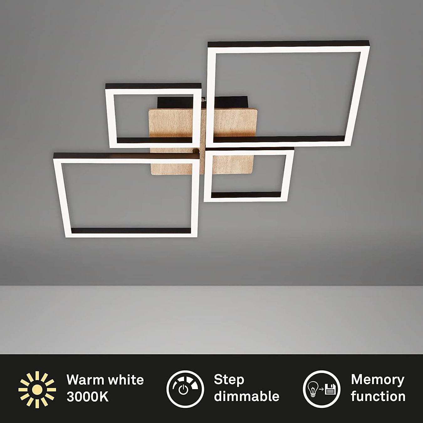 Lampadari & plafoniere: 48W LED Deckenleuchte Schwarz Holz dimmbar Deckenlampe – Nuovo e nell'imballaggio originale da Zürich venduto da NovaDen 1