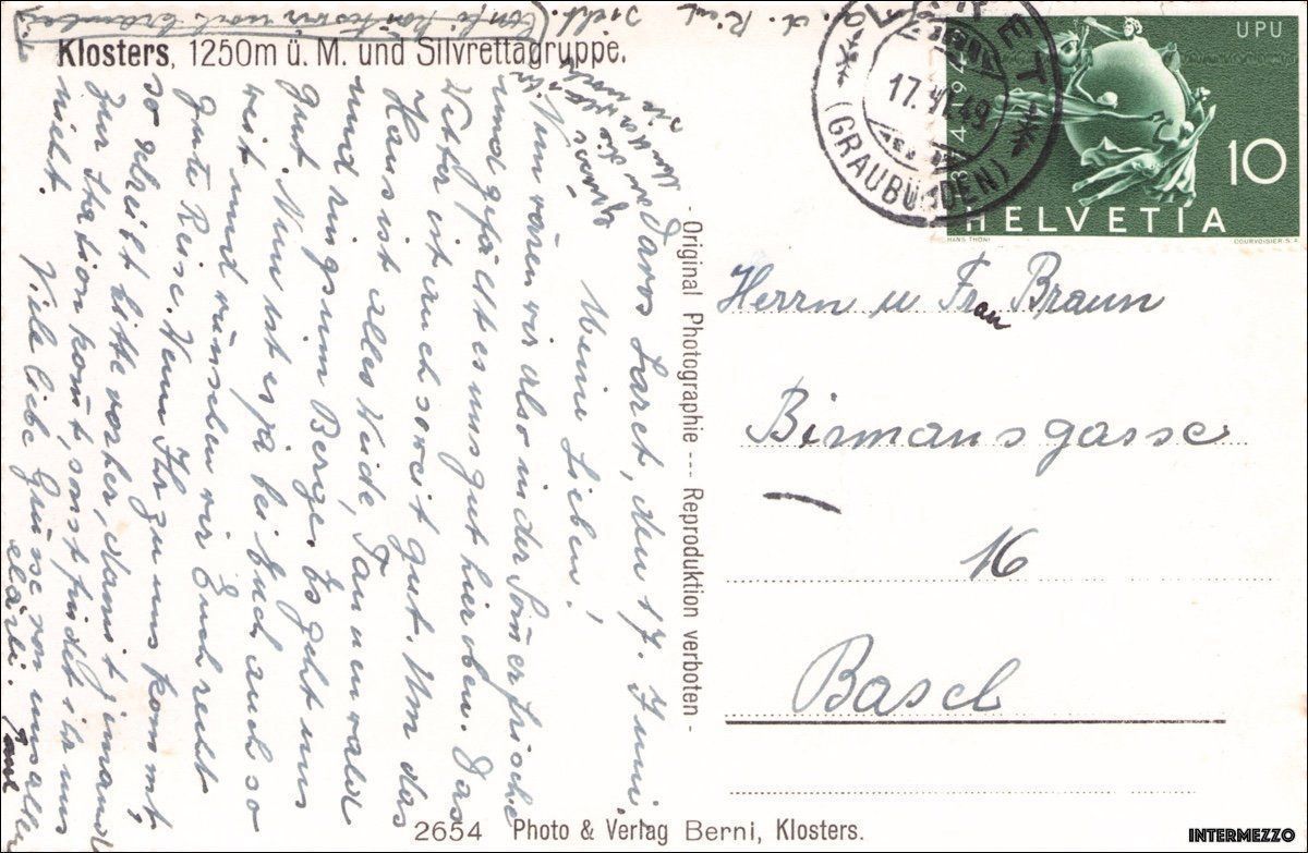 Cartes postales: Klosters GR // Bahnhof 1949 // Silvretta – D'occasion à Basel par intermezzo12 1