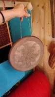 Gong mit Klöppel rund Verziertes Motiv, Metall
