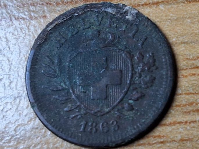 Alle Münzen: 1 Rappen 1863 - SELTEN! – Gebraucht aus Münchenstein von purbach1 8