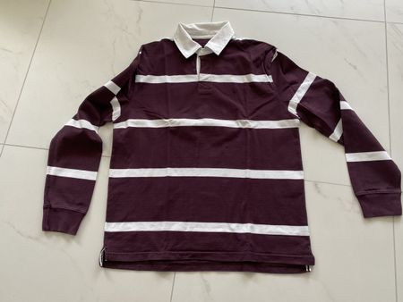 Poloshirt langarm maddison weekend bordeaux/weiss XL