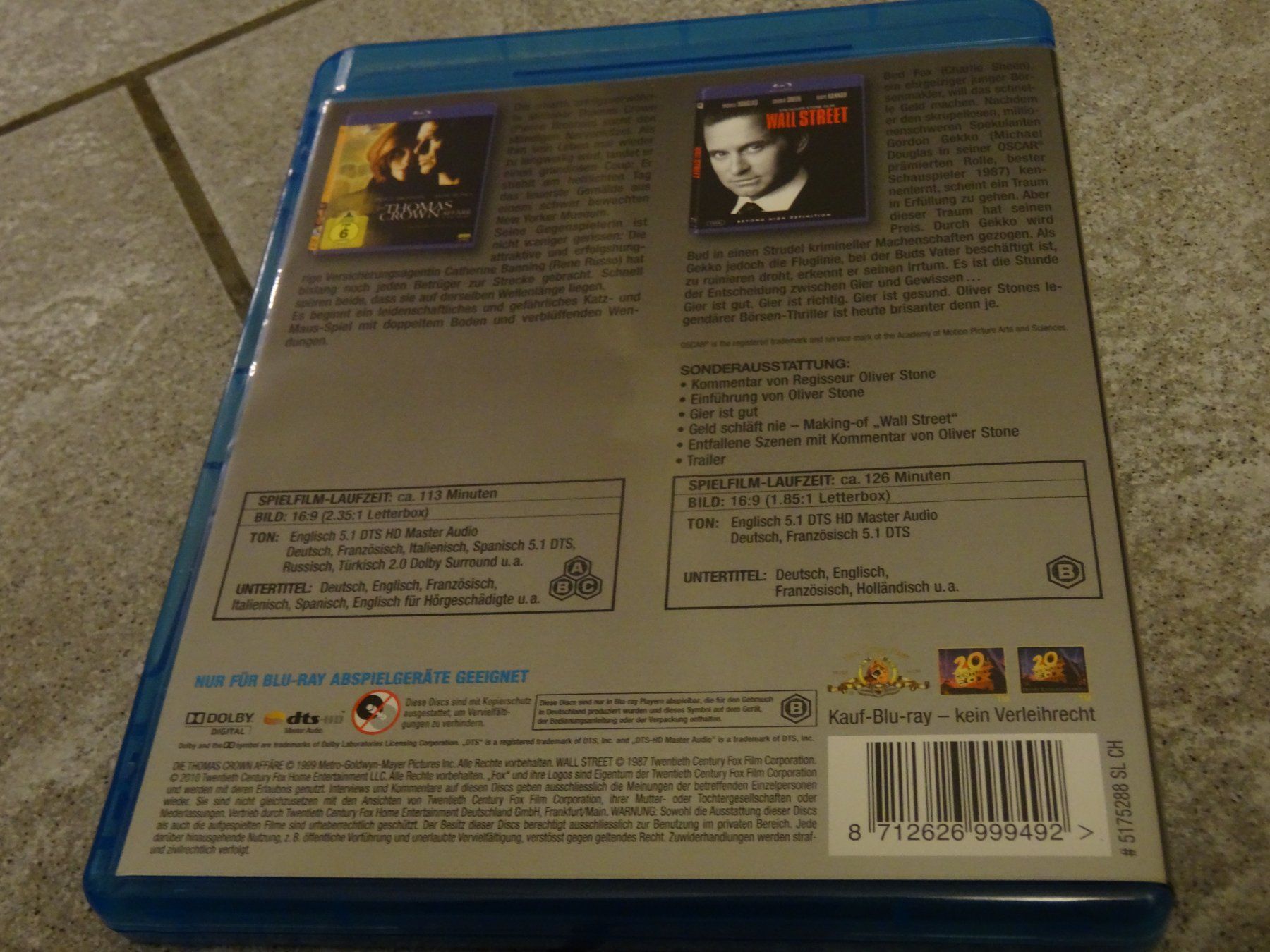 Tutti i DVDs: Blu-ray Doppelpack Thomas Crown Affäre Wall Street – Usato da Olten venduto da Disc-Verkauf 3