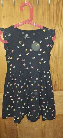 H&M Kleid Schmetterling schwarz Baumwolle Grösse 122