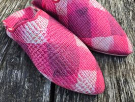 Babouches: Stoff pink gemustert (37)-ANGEBOT