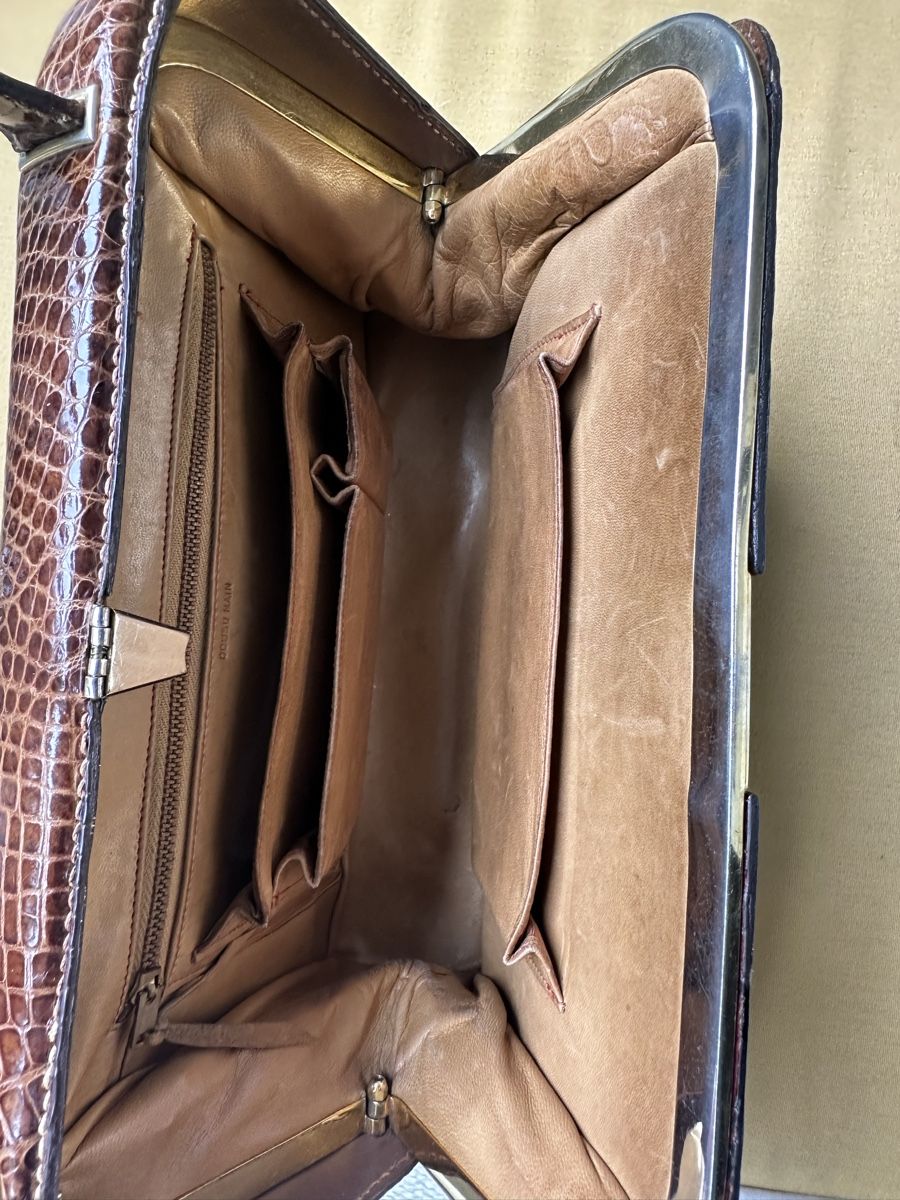 Borse: Vintage Alligator Handbag, Brown Leather – Usato da Zürich venduto da kas_g26m 4