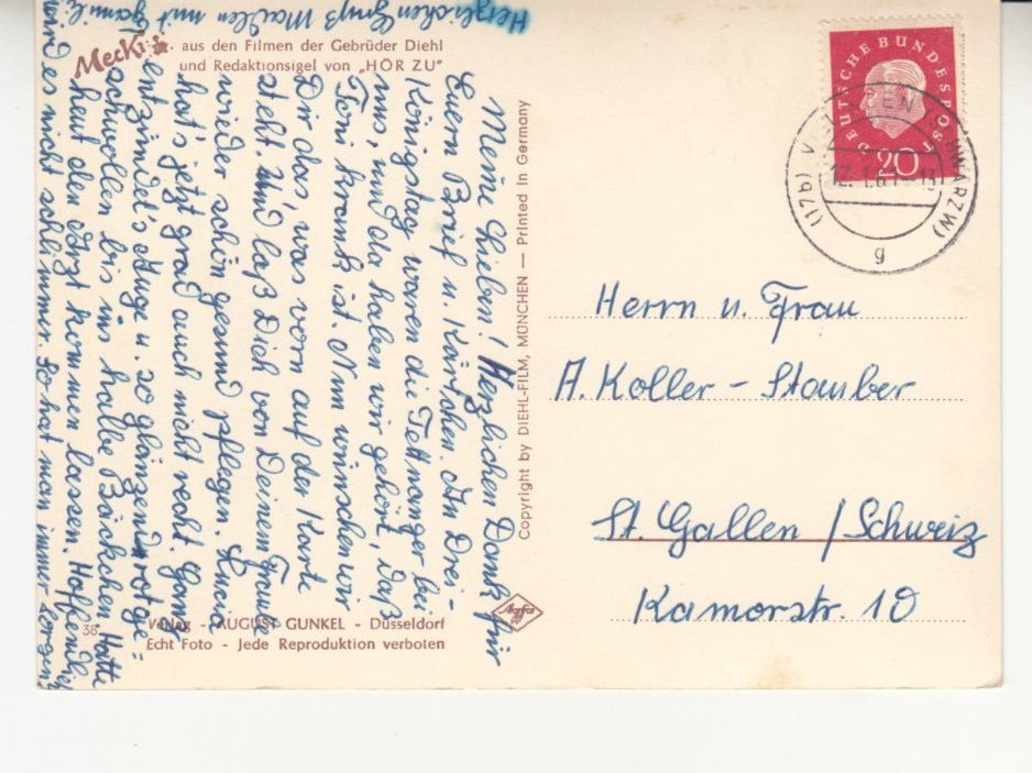 Cartoline postali: Mecki Gute Besserung 1961 – Usato da Bürglen TG venduto da StampGraf 1