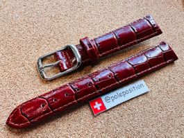 16mm Top Uhrenarmband Leder rot-braun, Dornschliesse