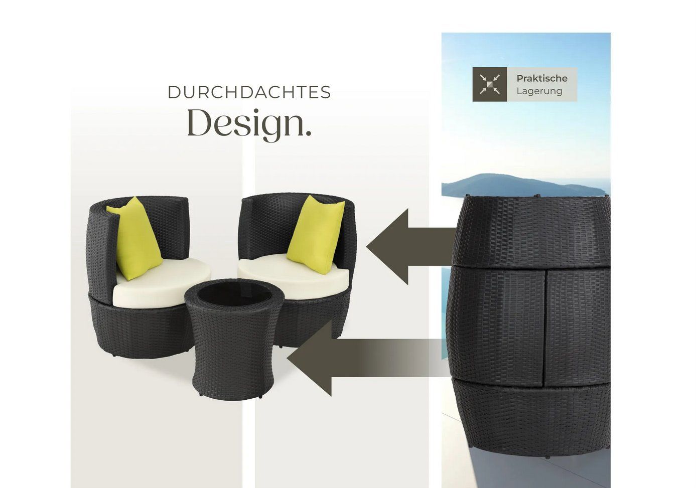 Sofas: Rattan Sitzgruppe Nizza schwarz Lounge – Neu (gemäss Beschreibung) aus Steinhausen von  5