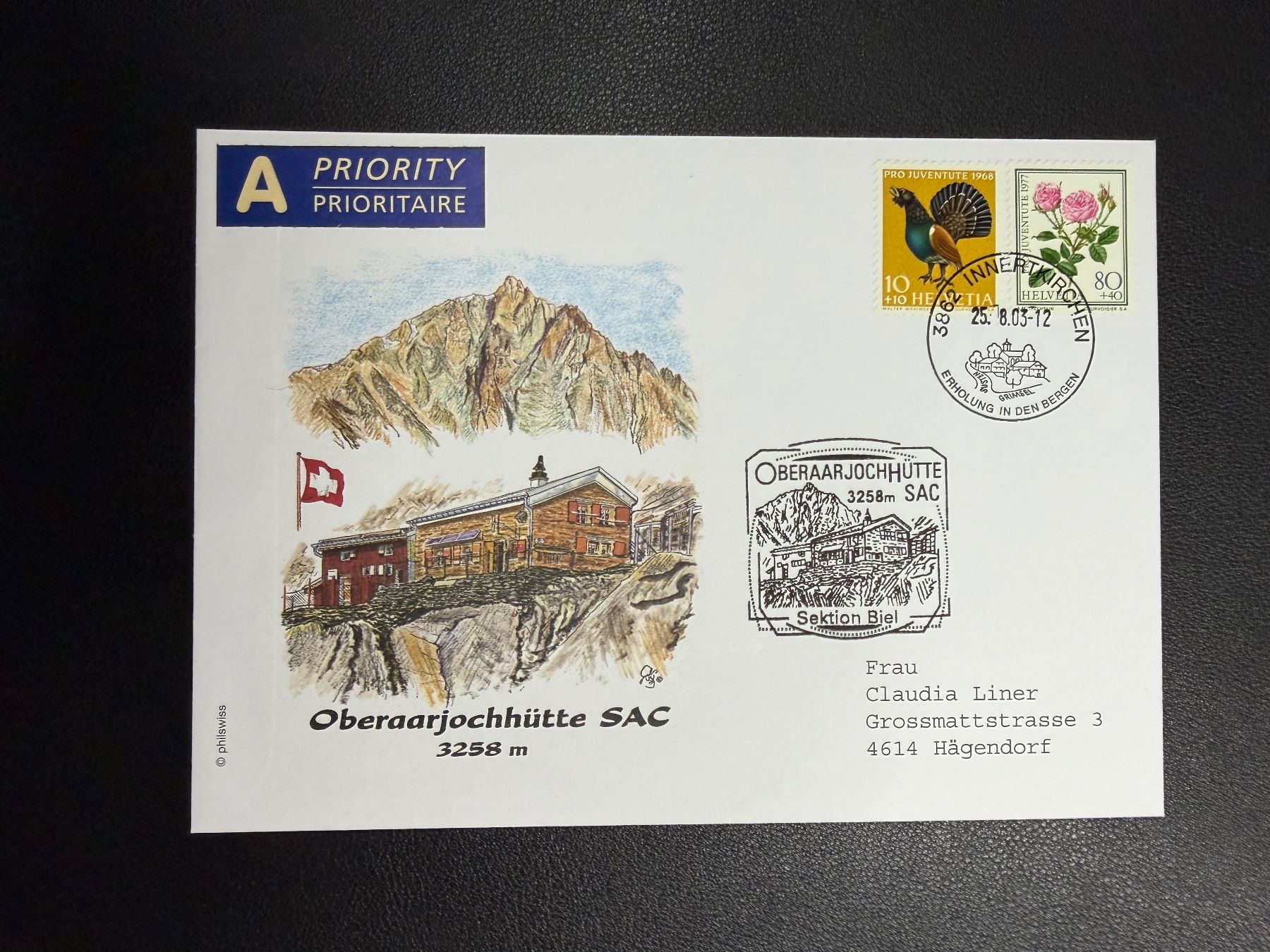 Tous les timbres: Oberaarjochhütte SAC 2003 Sonderbrief – D'occasion à oberrüti par jeanmei