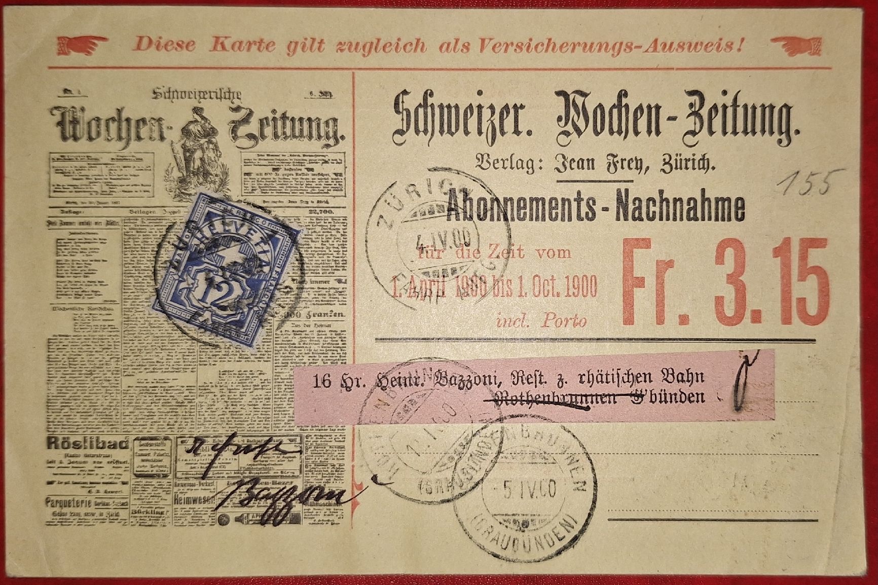 Tutti i francobolli: Ganzsache Schweizer Wochenzeitung  – Usato da Balgach venduto da SIMEON27