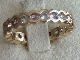 Luxus Elegante gr.17/7 Ring Zirkonia Memoire Goldfarben