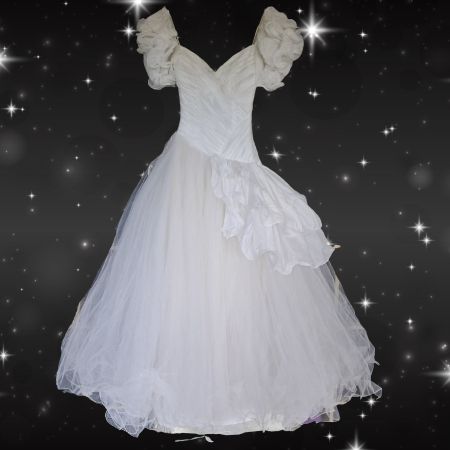 Brautkleid Vintage Tüll weiß Gr. S